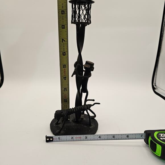 VTG Whimsical Mid-Century Hand Forged Metal Art Man and Dog Leaning on Lamppost - Picture 6 of 9